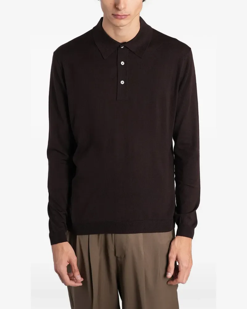 Low Brand Langärmeliges Poloshirt - Braun Braun