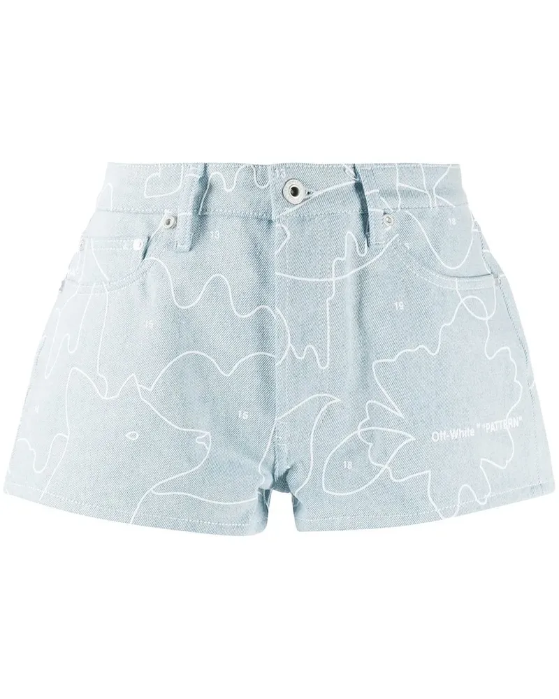 OFF-WHITE Puzzle' Jeans-Shorts - BLUE WHITE Blue