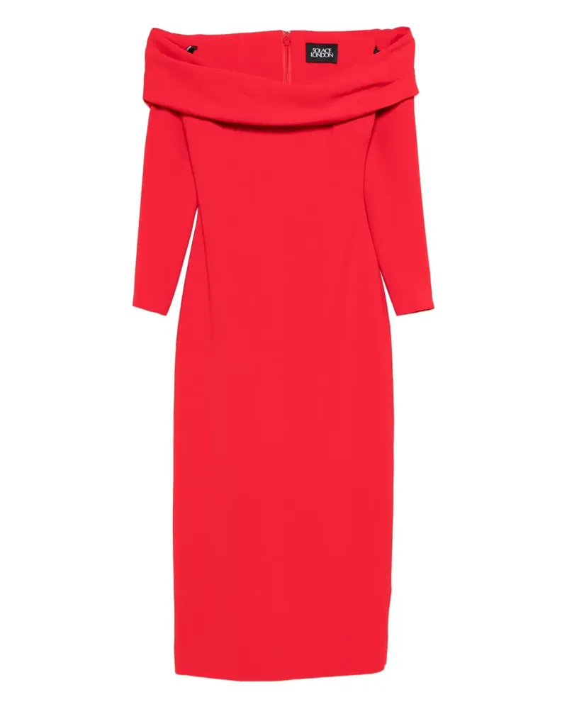 Solace London Schulterfreies Yuni Midikleid - Rot Rot