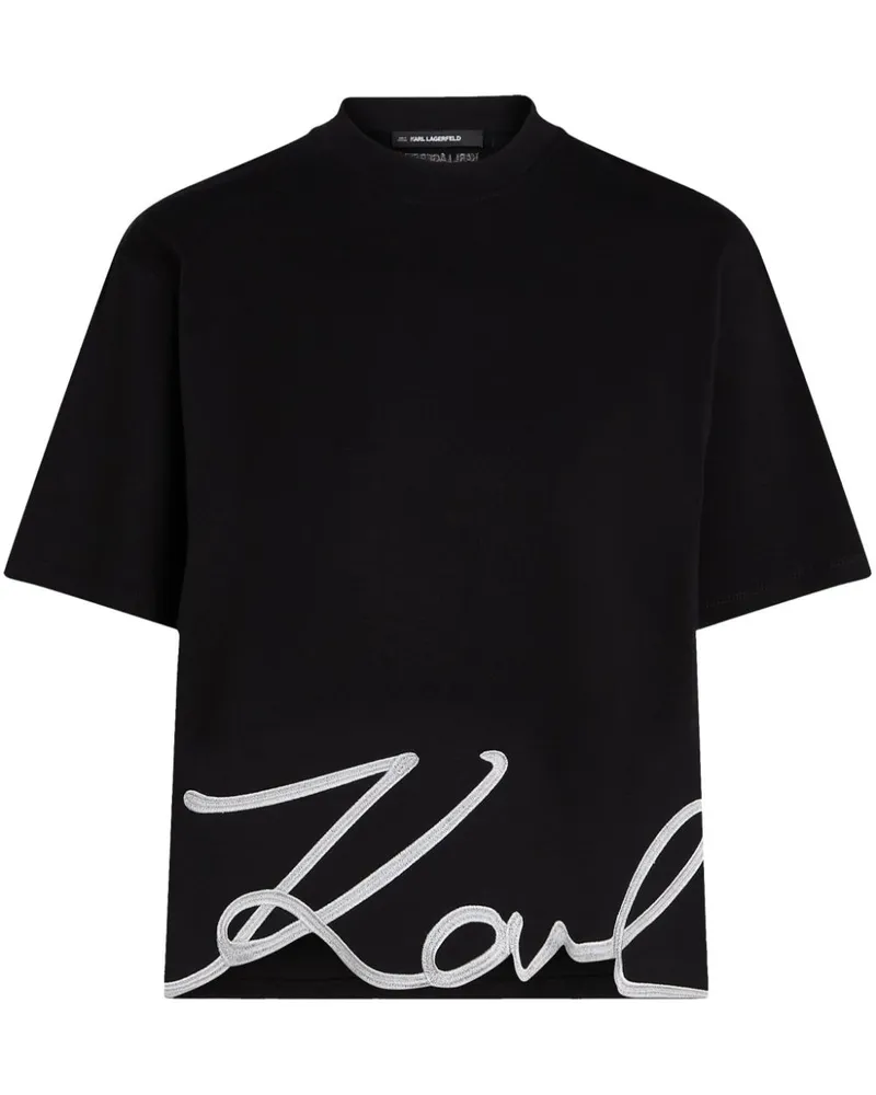 Karl Lagerfeld Karl T-Shirt mit Signature-Saum - Schwarz Schwarz