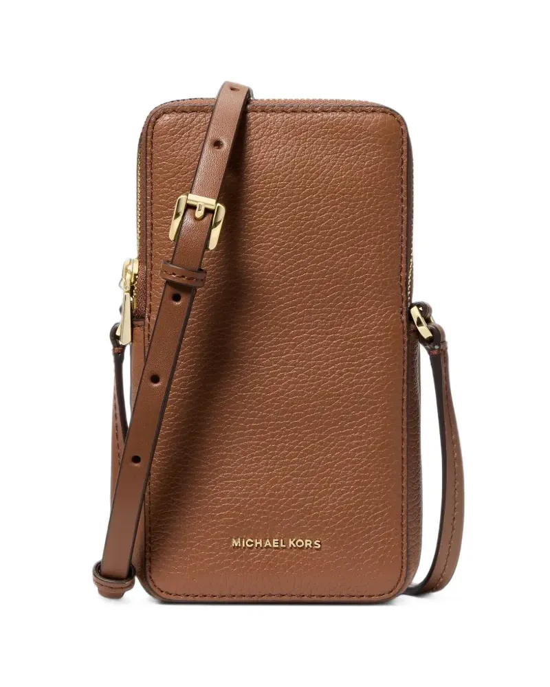 Michael Kors Jet Set small pebbled leather smartphone crossbody bag - Braun Braun