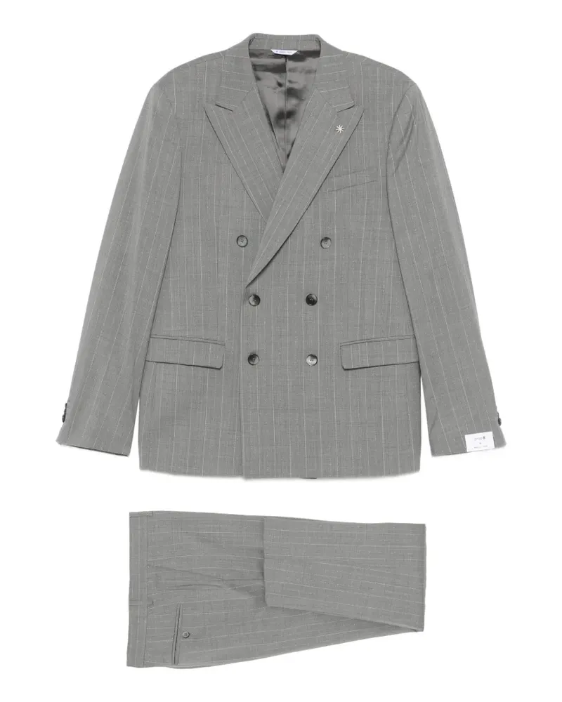 Manuel Ritz Doppelreihiger Anzug mit Nadelstreifen - Grau Grau