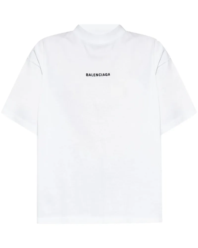 Balenciaga T-Shirt mit Logo-Stickerei - Weiß Weiß