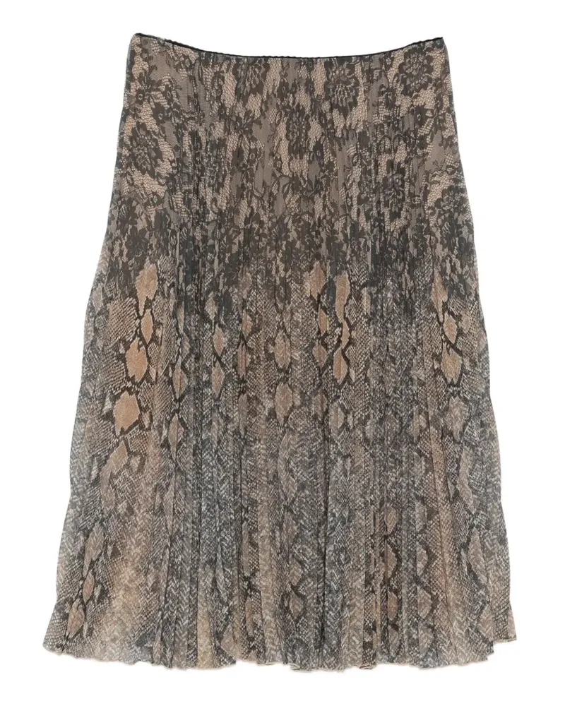 Ermanno Scervino snake-print pleated midi skirt - Nude Nude