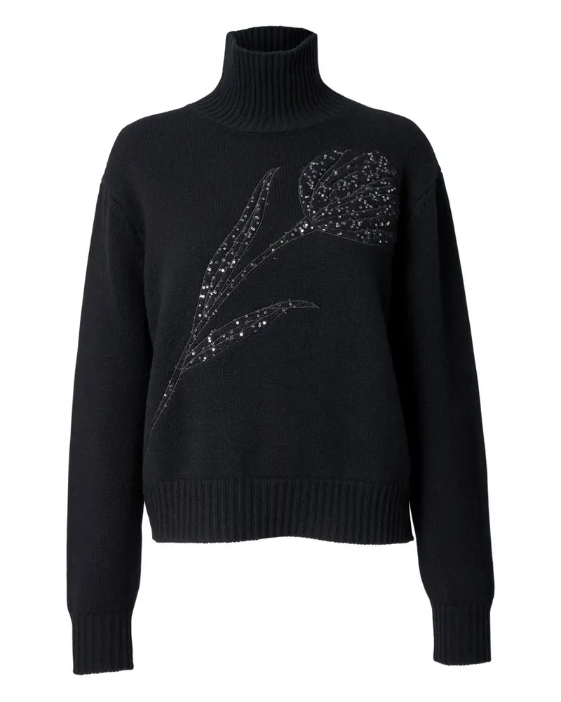Carolina Herrera New York Rollkragenpullover mit Pailletten - Schwarz Schwarz