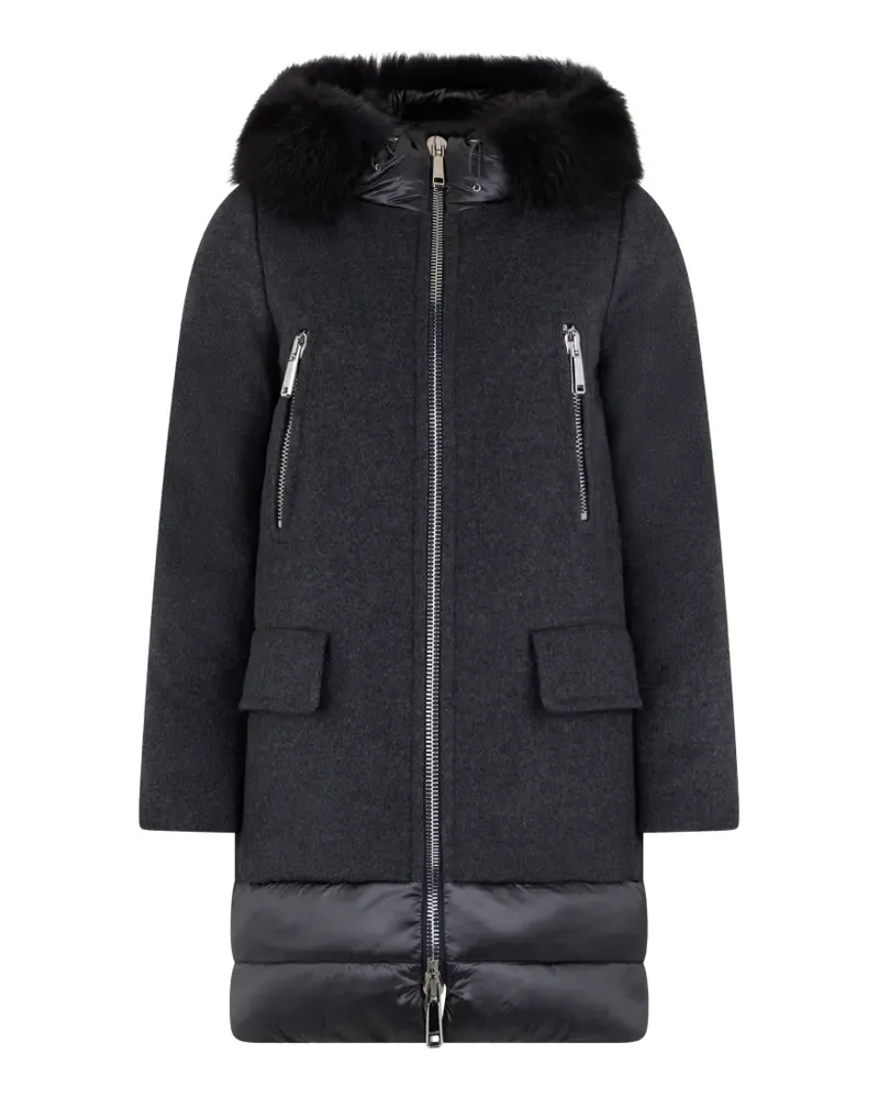 MOORER fur trim zip coat - Grau Grau