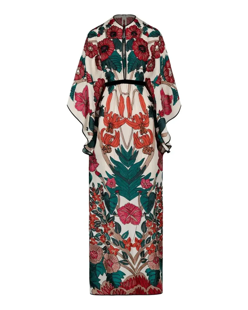 Johanna Ortiz Papillon Maxikleid aus Seide mit Blumenprint - Nude Nude