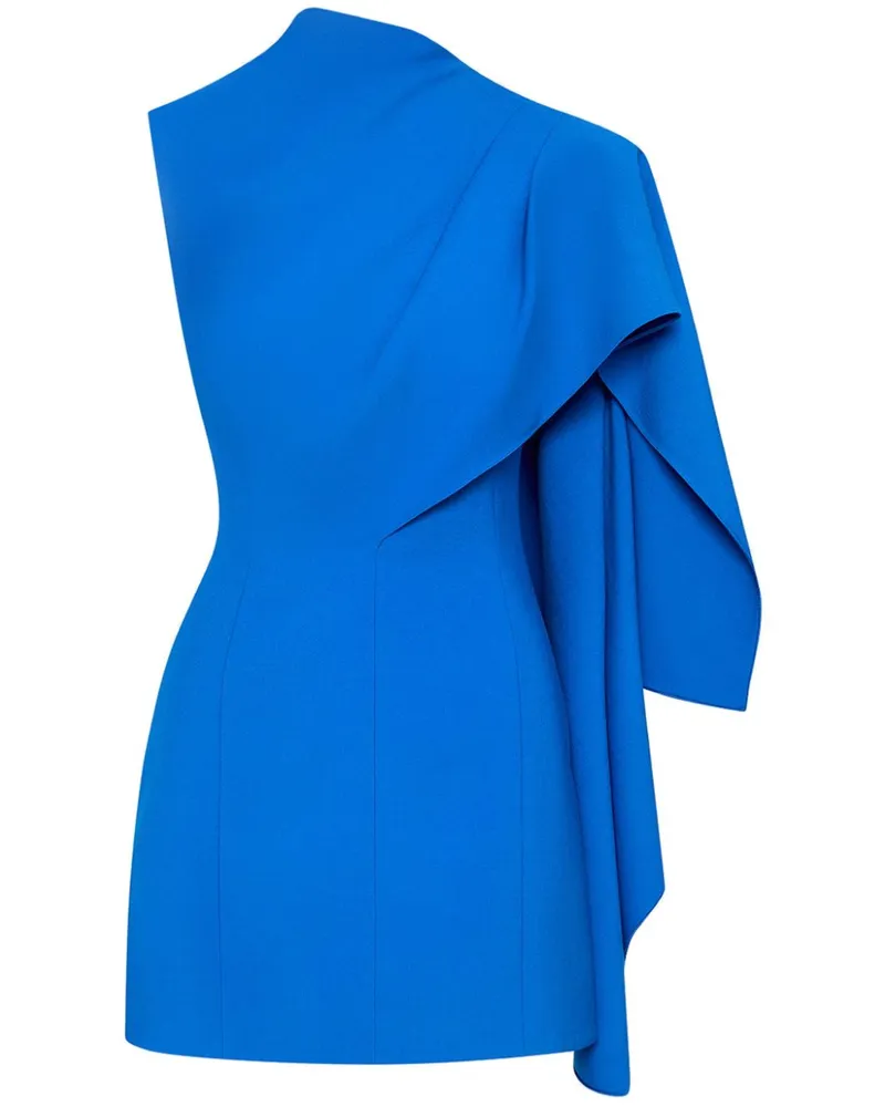 Oscar de la Renta One-Shoulder-Kleid im Cape-Stil - Blau Blau