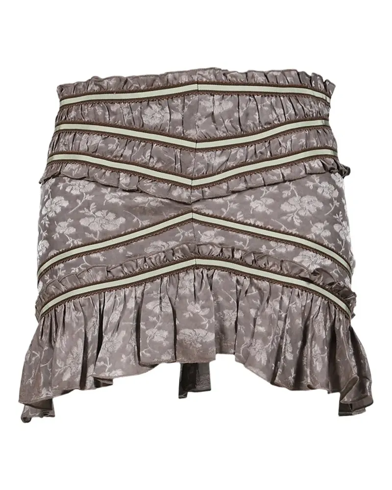 Charlotte Knowles Freya floral-jacquard ruffled mini skirt - Braun Braun
