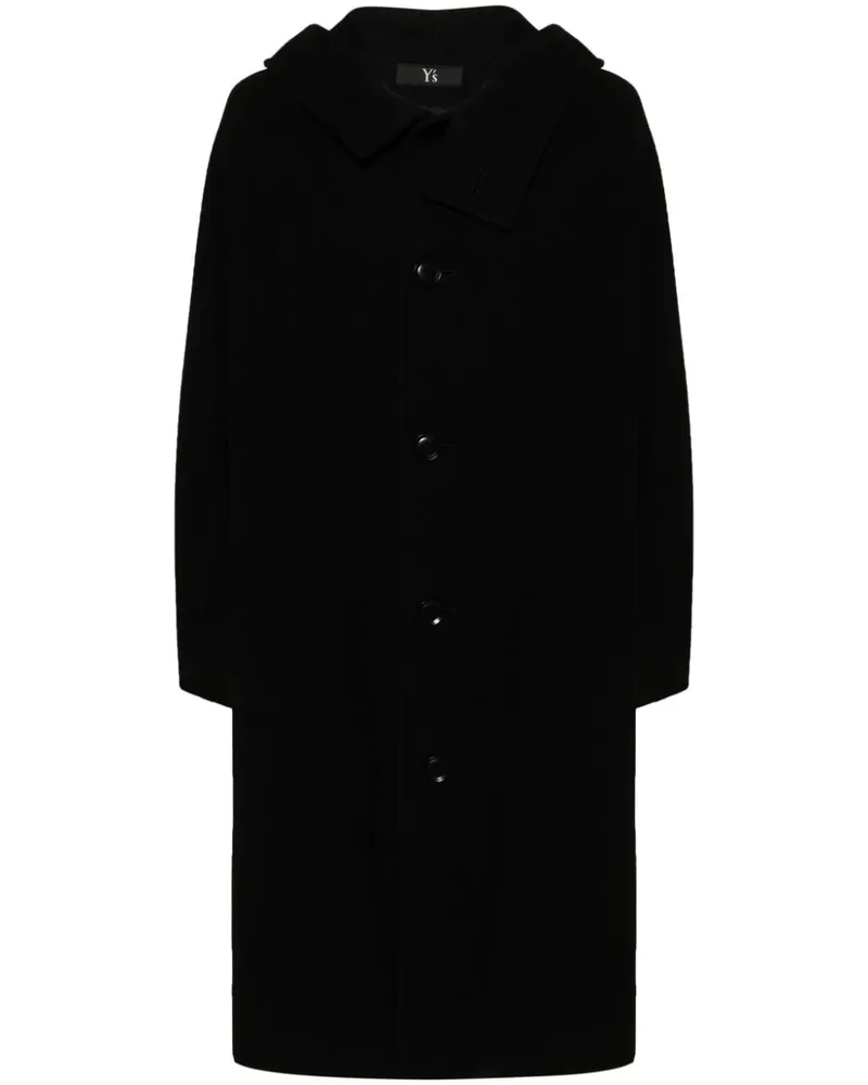 Yohji Yamamoto Mantel mit Kapuze Schwarz