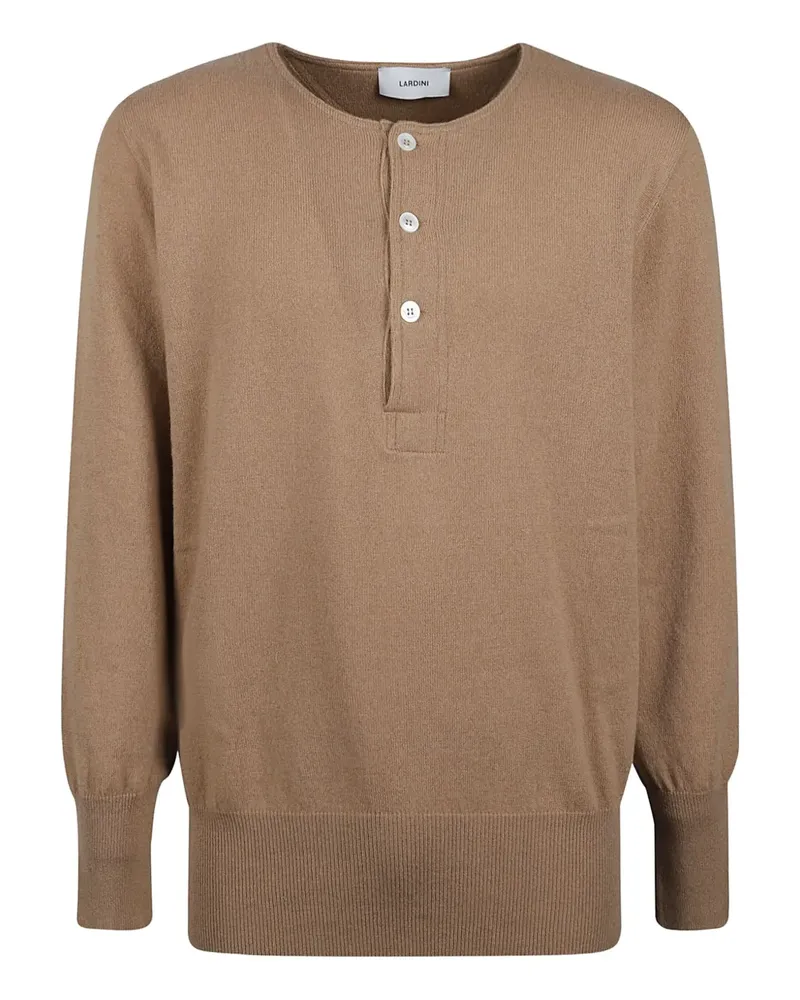 LARDINI Pullover mit Knopfleiste - Braun Braun