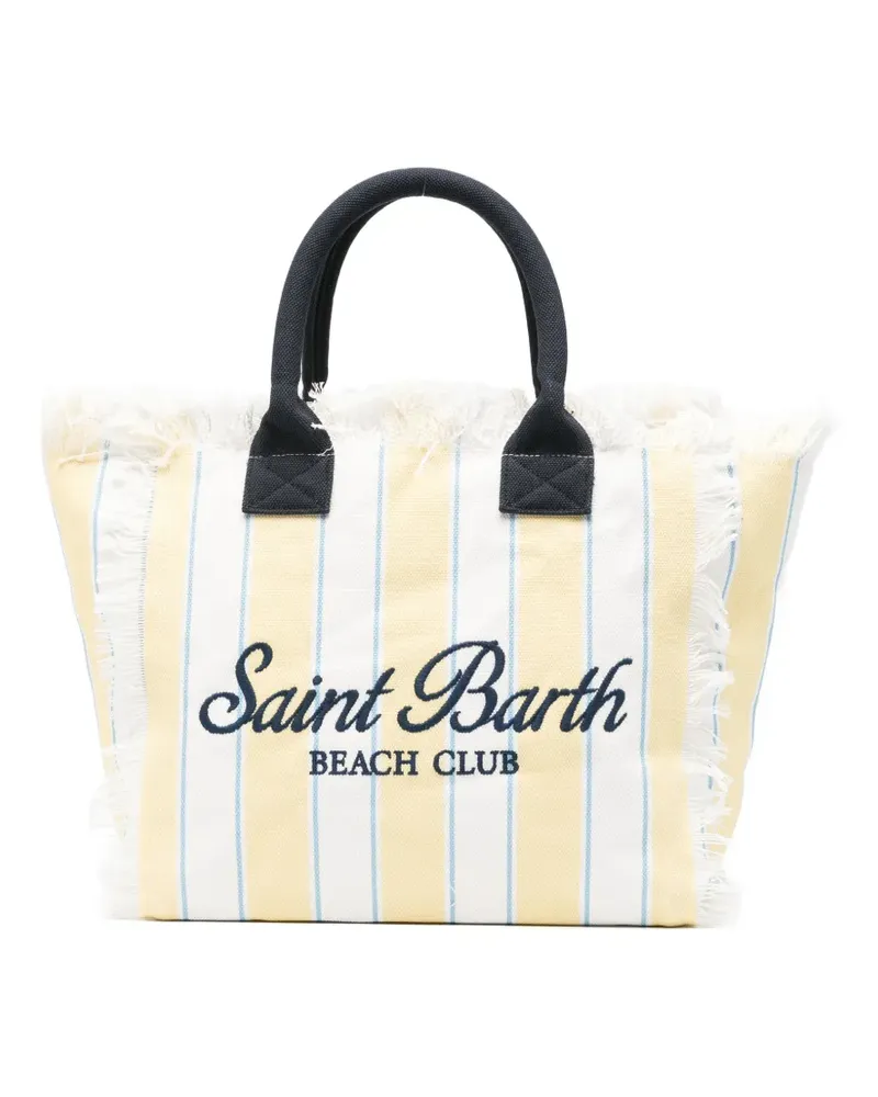 MC2 Saint Barth striped frayed beach bag - Weiß Weiß