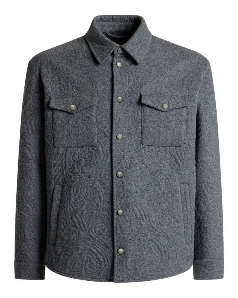 Etro Hemdjacke aus Baumwollgemisch mit Paisley-Stickerei - Grau Grau