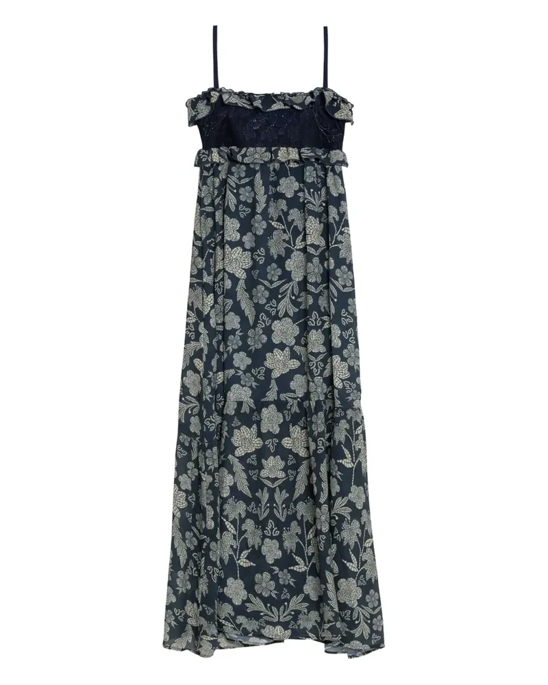 AGUA BENDITA Amaranta Maxikleid mit Blumen-Print - Blau Blau