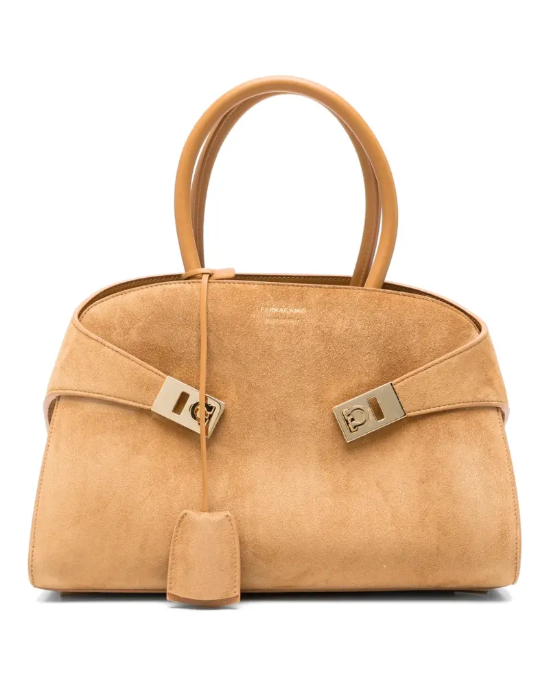 Ferragamo Hug Tote Bag aus Leder - Nude Nude