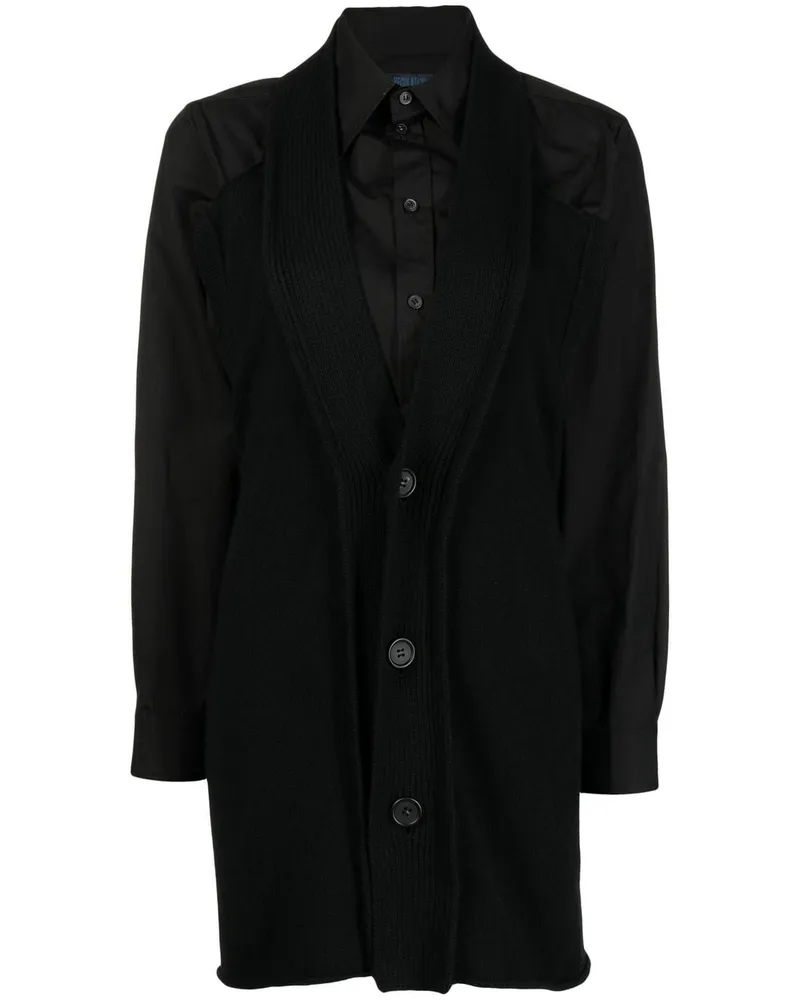 Yohji Yamamoto Hemd mit Cardigan-Effekt - Schwarz Schwarz