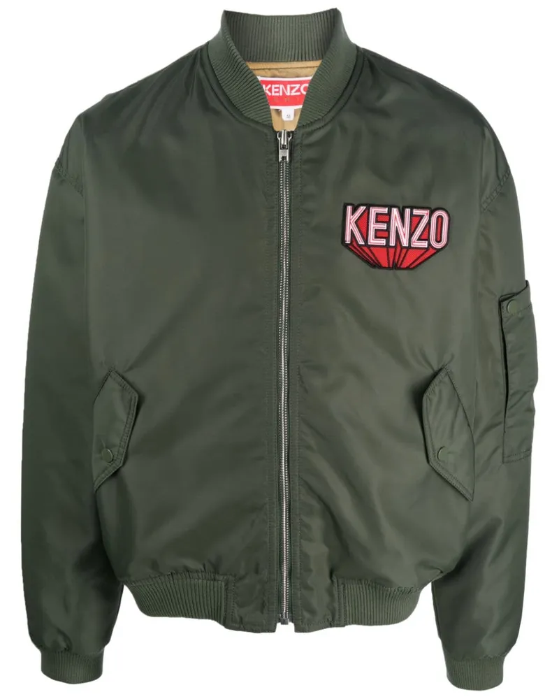 Kenzo Bomberjacke mit Logo-Patch - Grün Grün