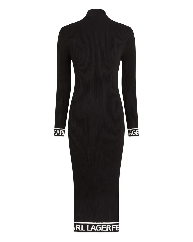 Karl Lagerfeld Geripptes Midikleid - Schwarz Schwarz
