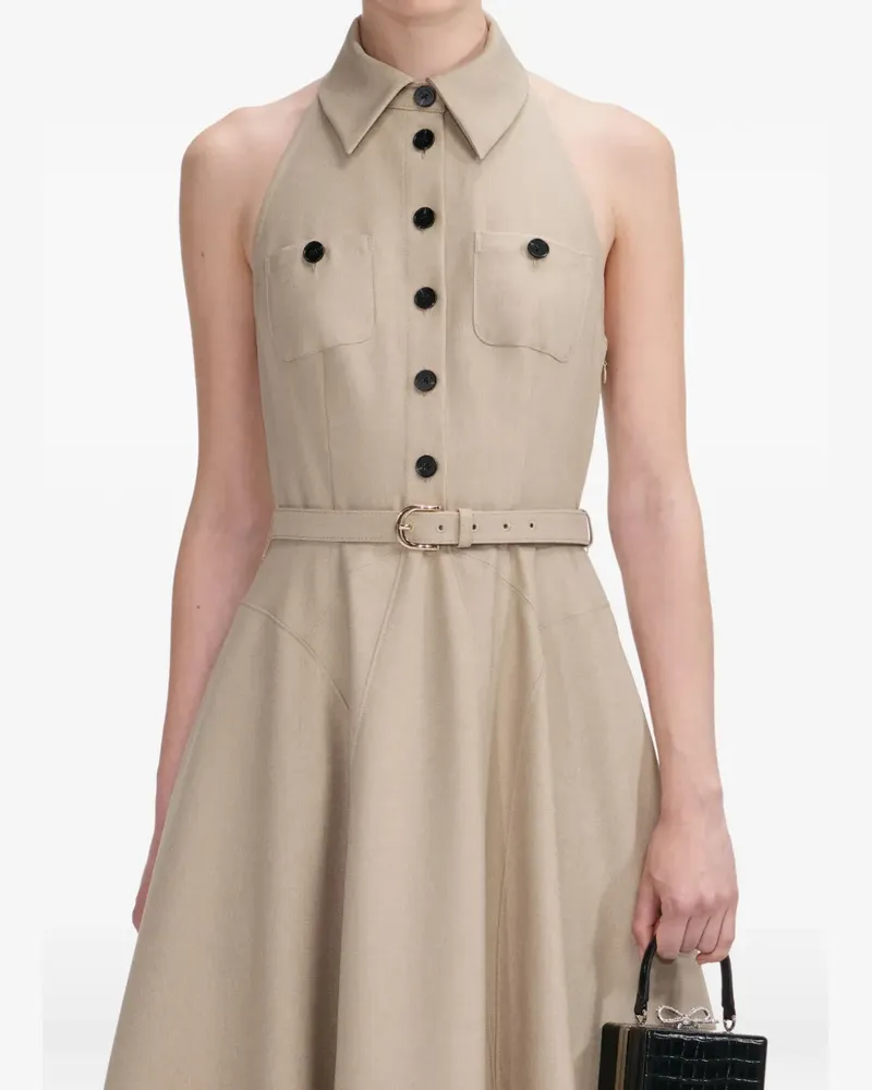 Self-Portrait Midikleid mit Gürtel - Nude Nude