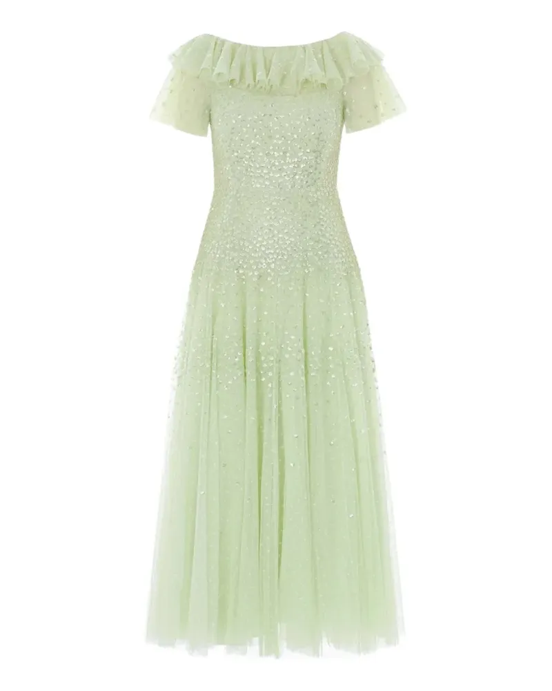 Needle & Thread ruffled sequin-embellished gown - Grün Grün