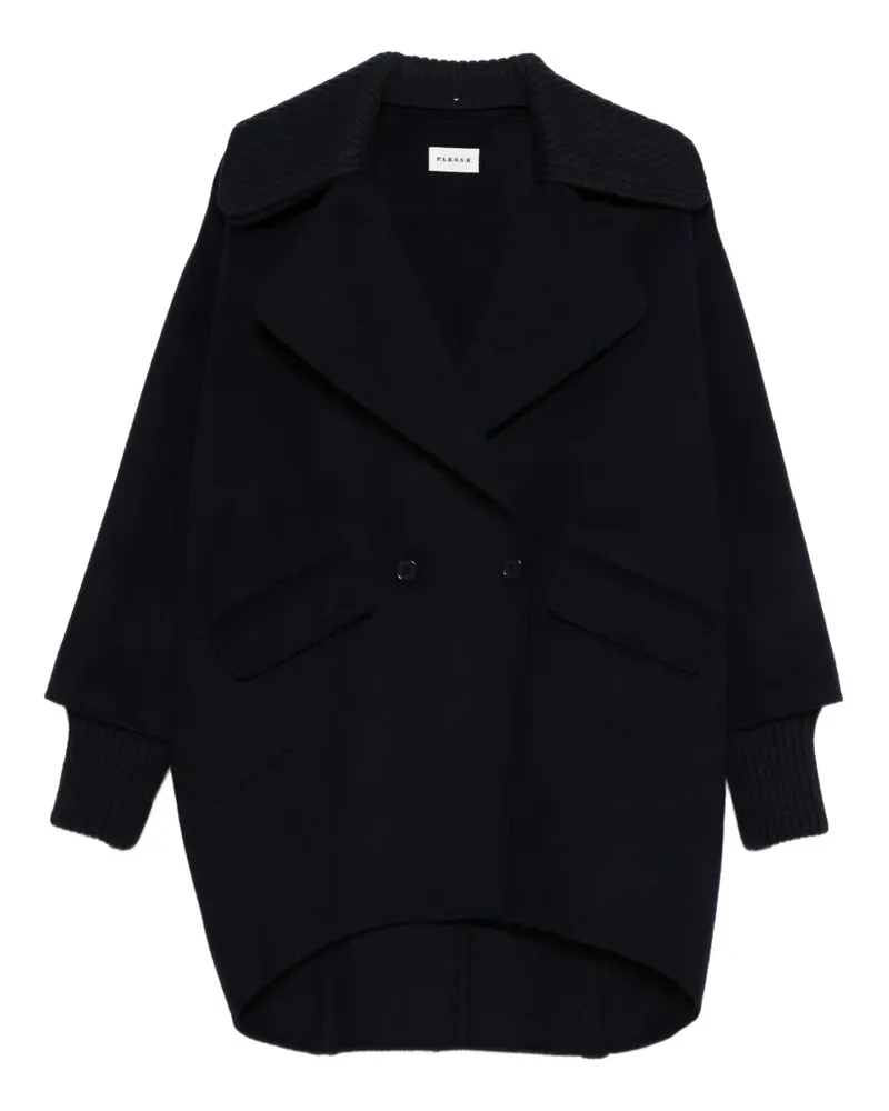 P.A.R.O.S.H. P.A.R.O H. ribbed-collar double-breasted coat - Blau Blau