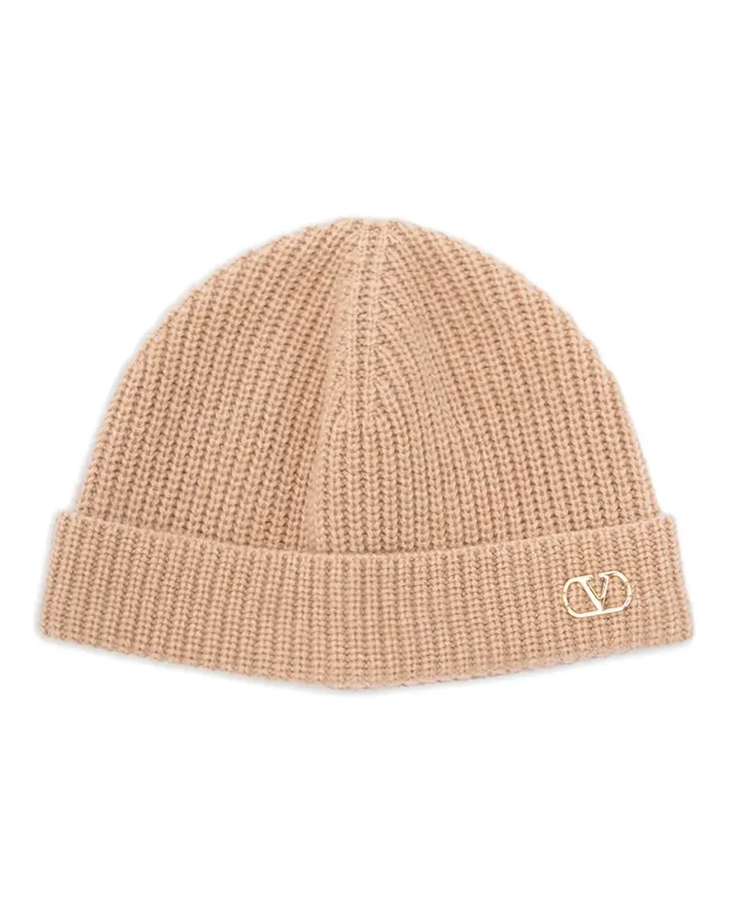 Valentino Garavani Gerippte Beanie mit VLogo - Nude Nude