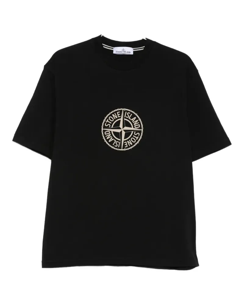 Stone Island T-Shirt mit Logo-Print - Schwarz Schwarz