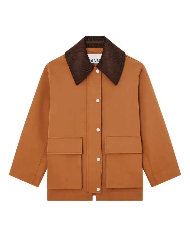 Ganni Jacke mit aufgesetzten Taschen und Cordkragen - Braun Braun