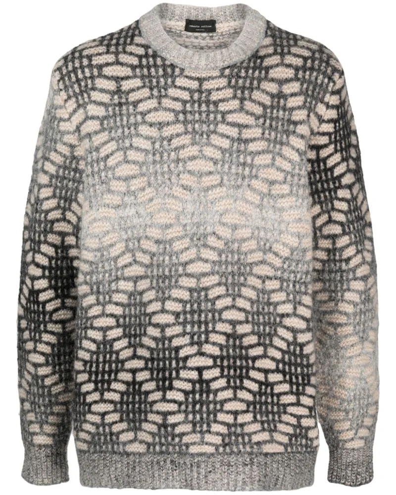 Roberto Collina Jacquard-Pullover mit rundem Ausschnitt - Grau Grau