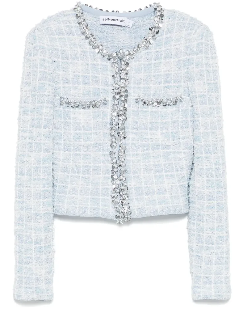 Self-Portrait Karierter Cardigan - Blau Blau