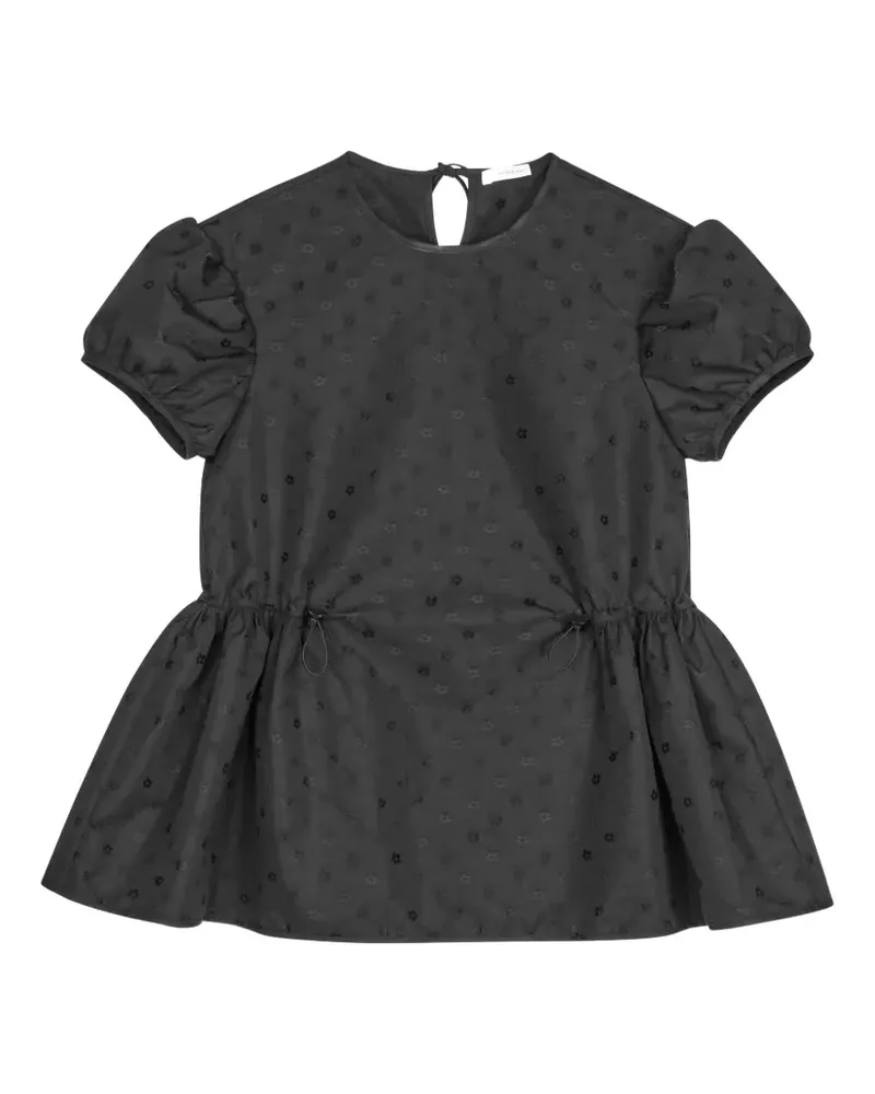 Cecilie Bahnsen Geraffte Chiara Jacquard-Bluse - Schwarz Schwarz