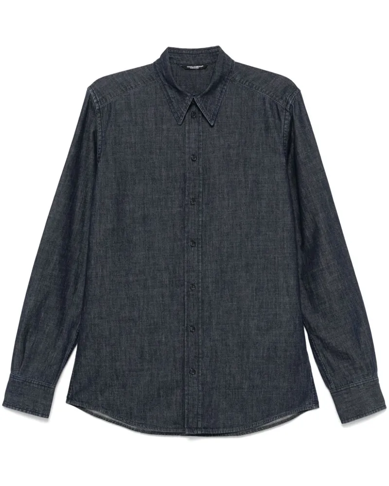 Dolce & Gabbana Hemd mit Logo-Patch - Blau Blau