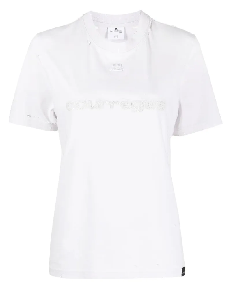 Courrèges T-Shirt mit Logo-Print - Grau Grau