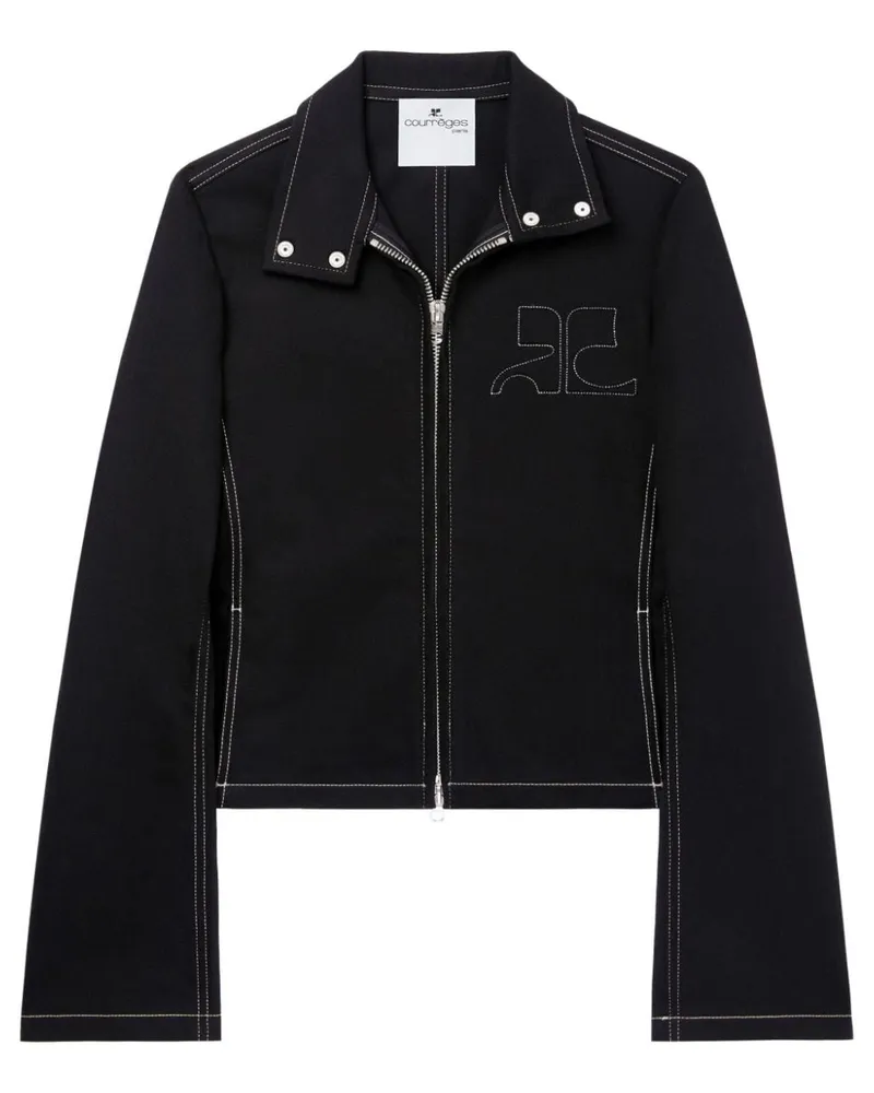 Courrèges Jeansjacke mit Ziernähten - Schwarz Schwarz