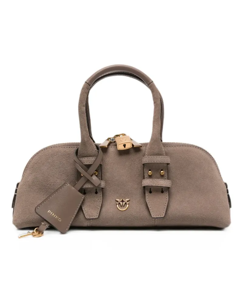 Pinko Love Birds-plaque suede tote bag - Braun Braun
