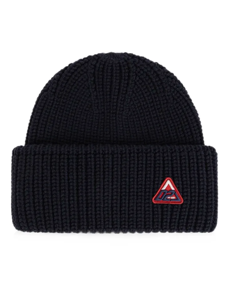 Dsquared2 logo-patch ribbed-knit beanie hat - Blau Blau