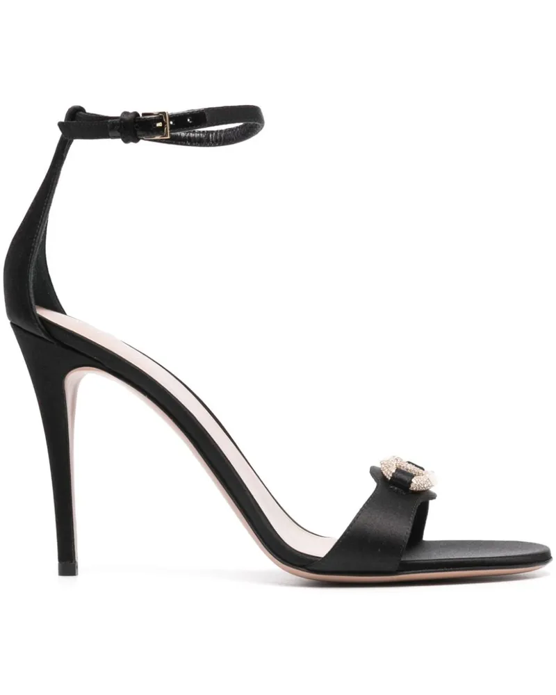 Valentino Garavani VLogo Signature Satin Sandalen 100mm - Schwarz Schwarz