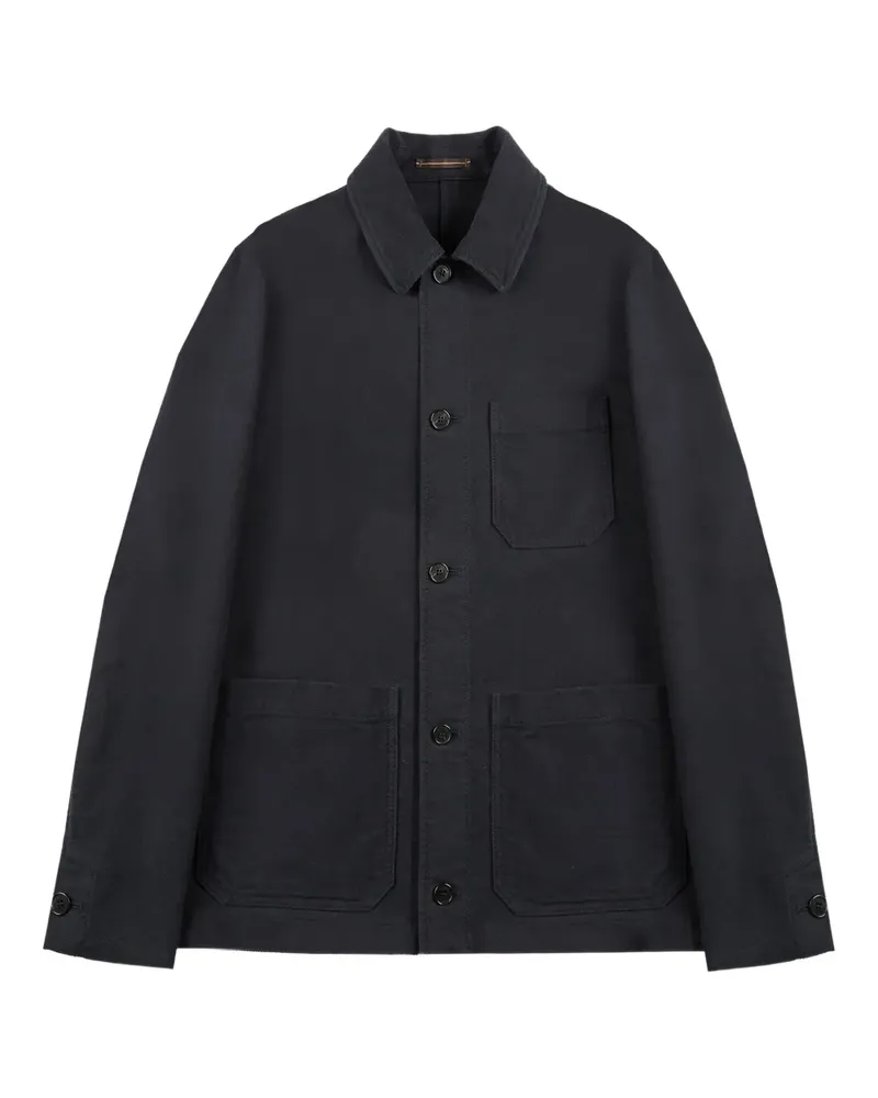 Slowear Hemdjacke mit aufgesetzten Taschen - Blau Blau