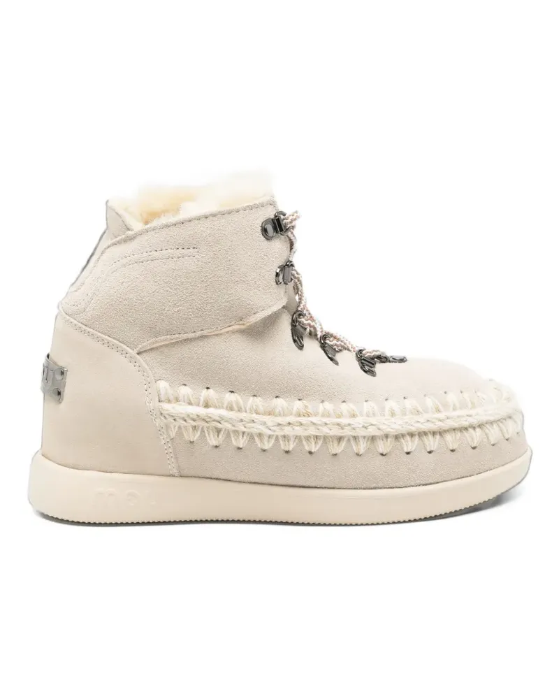 Mou lace-up crochet-stitch boots - Nude Nude