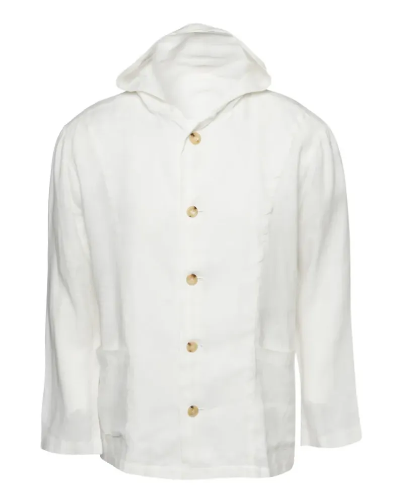 Kiton Luca Kapuzenjacke aus Leinen - Weiß Weiß