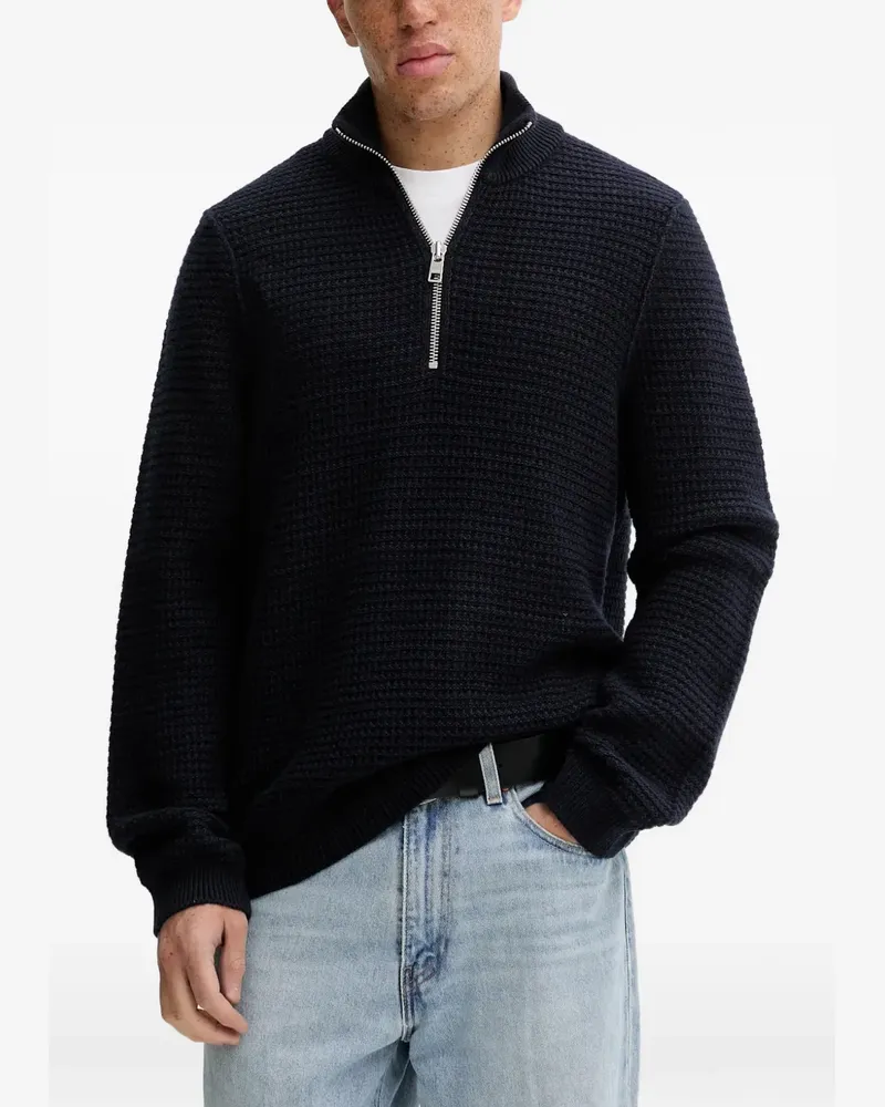 Marc O'Polo zip textured sweater - Blau Blau