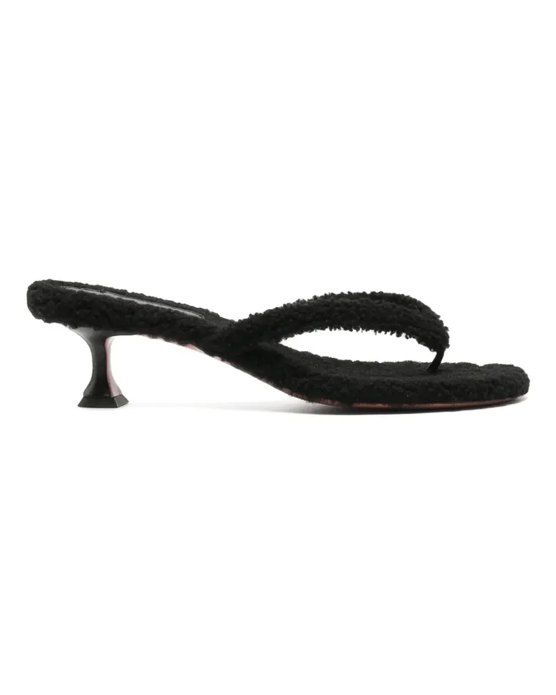 Amina Muaddi Juliette Sandalen mit Shearling - Schwarz Schwarz