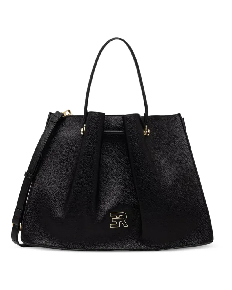 Ermanno Scervino logo-plaque pleated tote bag - Schwarz Schwarz
