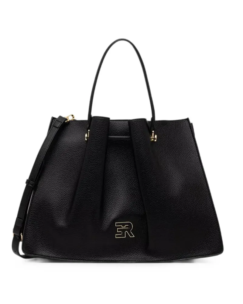 Ermanno Scervino logo-plaque pleated tote bag - Schwarz Schwarz