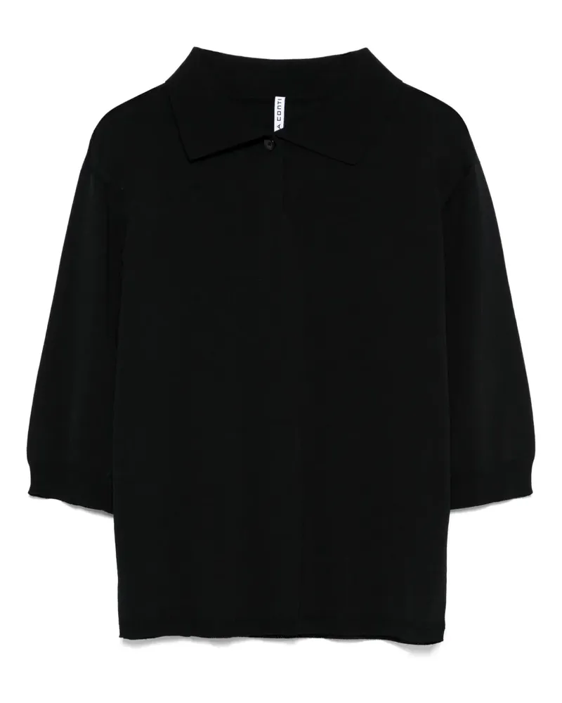 Liviana Conti Klassisches Langarmshirt - Schwarz Schwarz