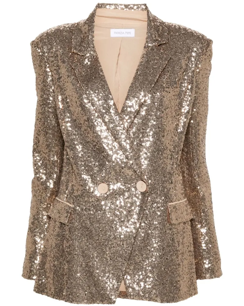 Patrizia Pepe Doppelreihiger Blazer mit Pailletten Gold