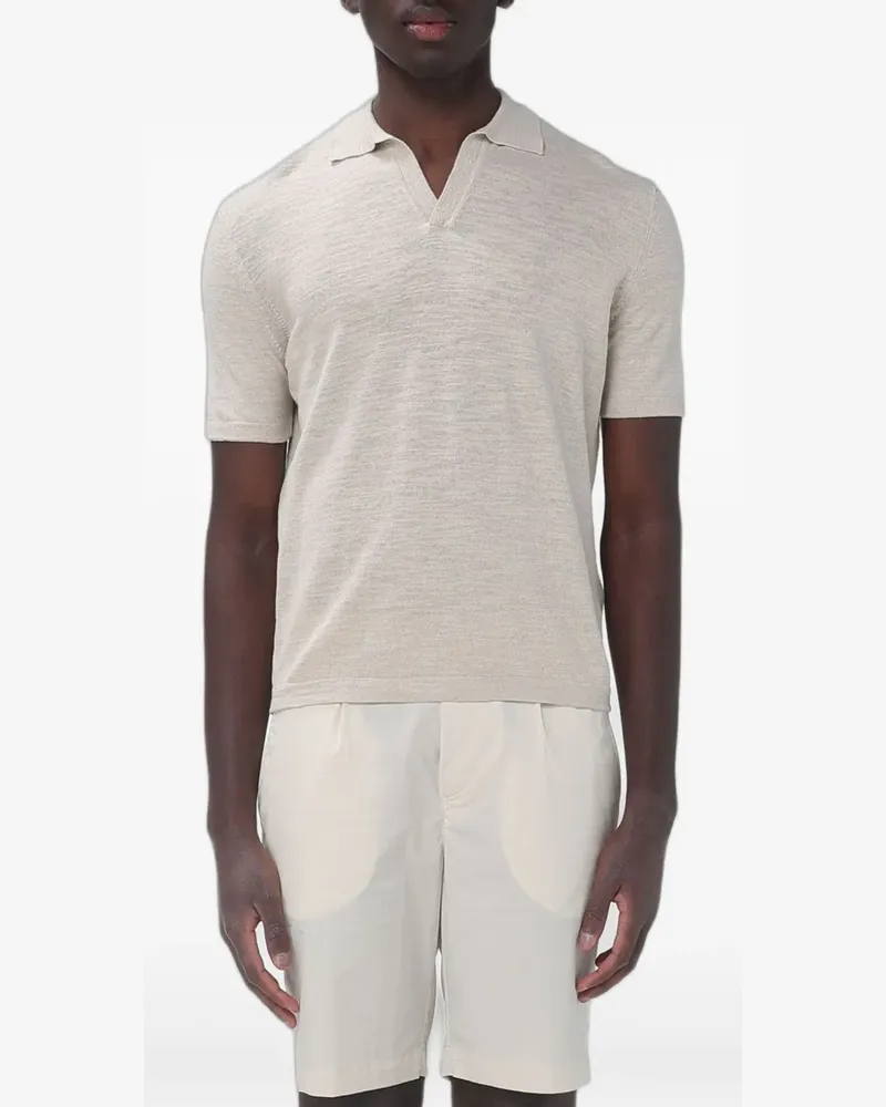 Brooksfield V-neck bowling-collar T-shirt - Nude Nude