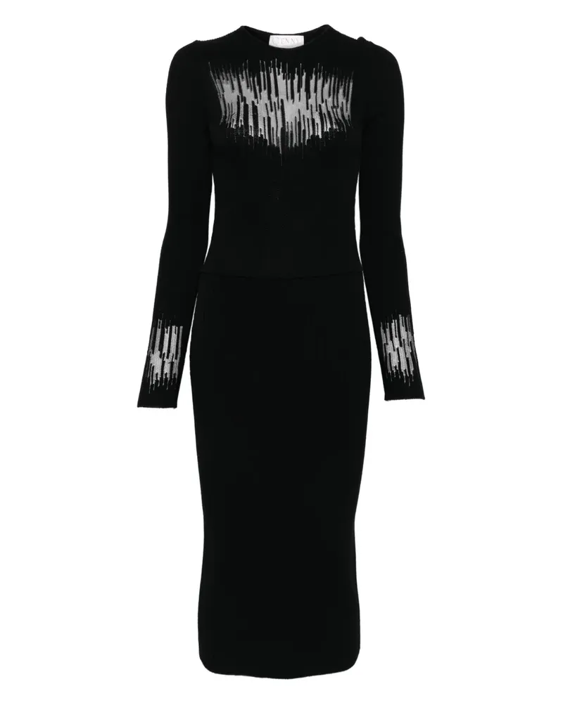 Genny long-sleeves midi dress - Schwarz Schwarz