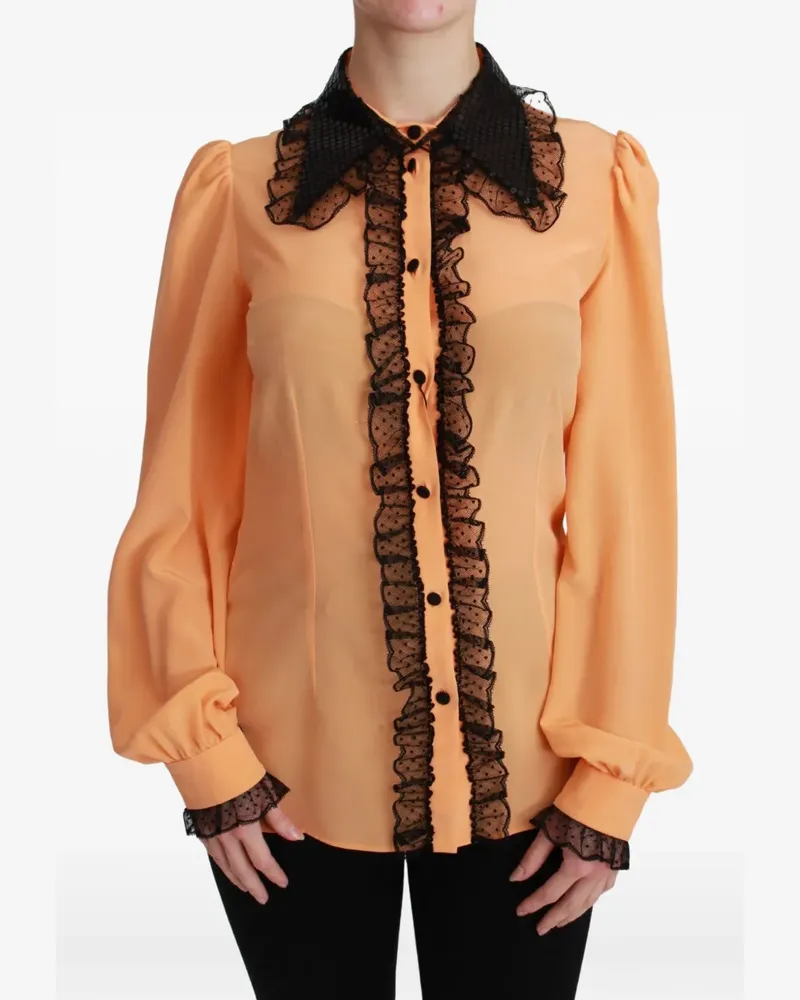 Dolce & Gabbana Gerüschte Bluse mit Pailletten - Orange Orange