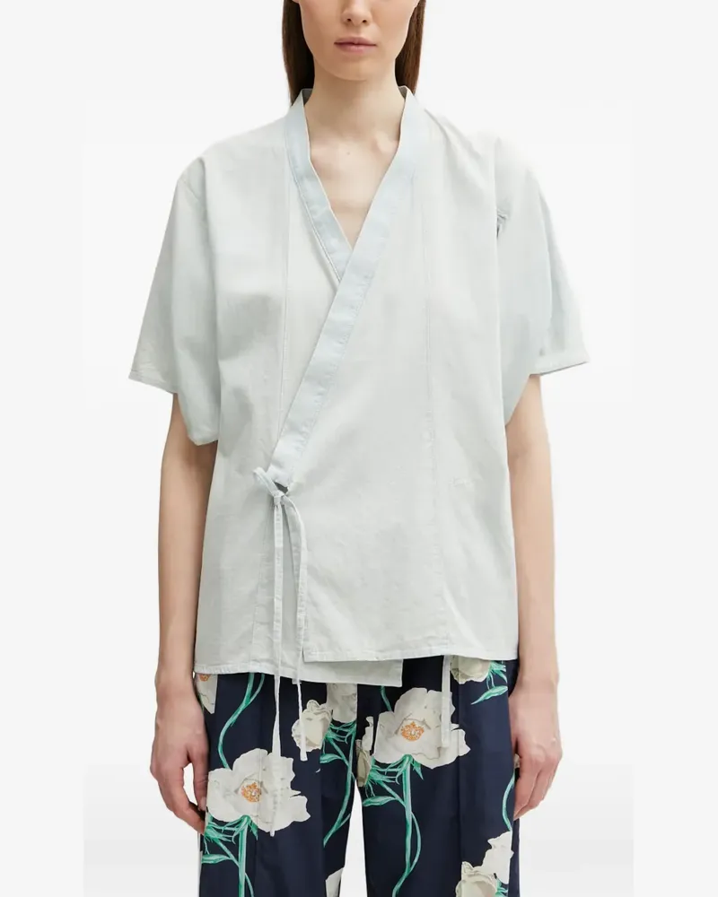 Kenzo wrap-style short-sleeve top - Blau Blau